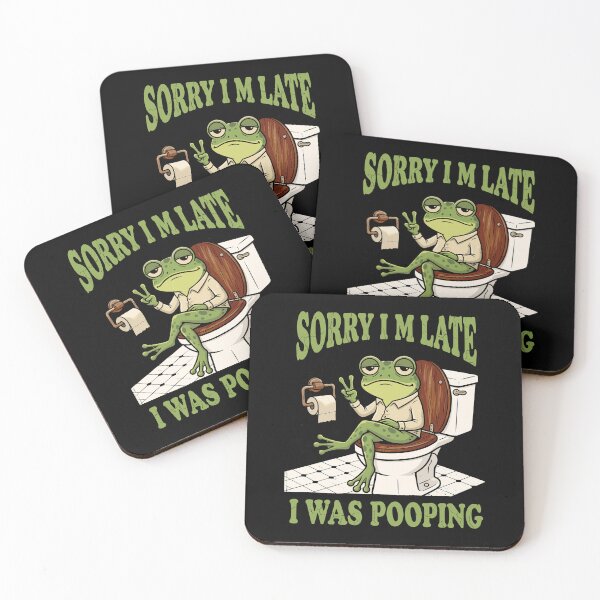 Item preview, Sorry I M Late I Was Pooping Funny Frog Bathroom Humor designed and sold by Doodleoub.