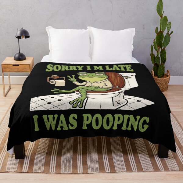 Item preview, Sorry I M Late I Was Pooping Funny Frog Bathroom Humor designed and sold by Doodleoub.