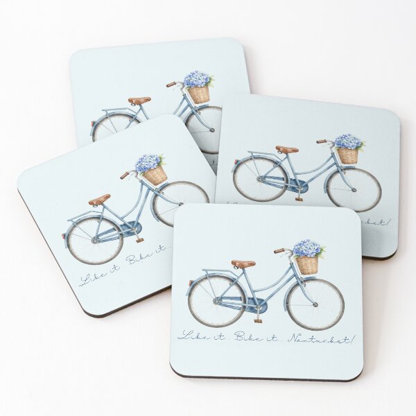 Item preview, Vintage Blue Bicycle with Nantucket Flowers designed and sold by Coastal Joy.