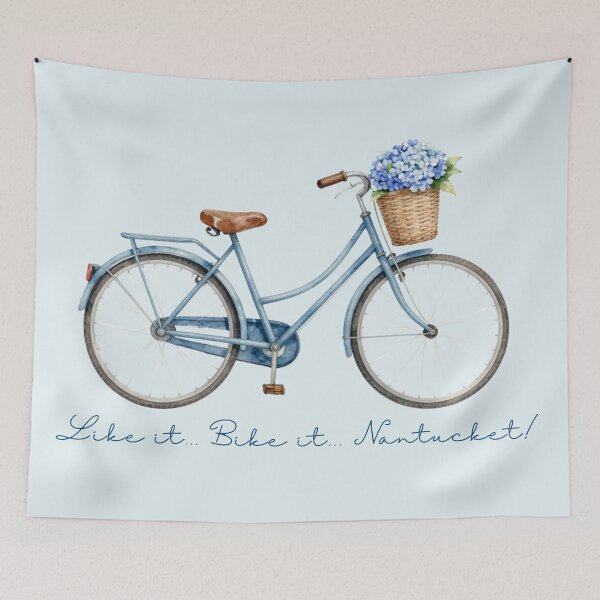 Item preview, Vintage Blue Bicycle with Nantucket Flowers designed and sold by Coastal Joy.