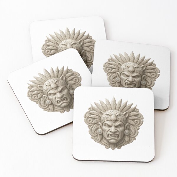 Item preview, Sculpted relief of an Aztec warrior in stone designed and sold by AKRAMlogo.