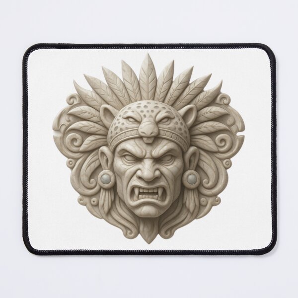 Item preview, Sculpted relief of an Aztec warrior in stone designed and sold by AKRAMlogo.