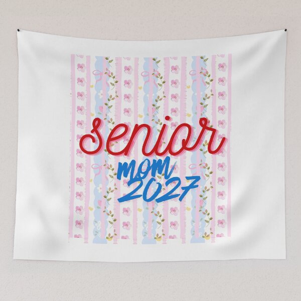 Item preview, Senior Mom 2027 Floral Stripe Graduation Graphic Asset designed and sold by VibranPalette.