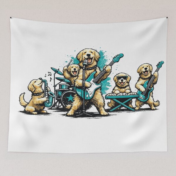 Item preview, Dog Rock Band – Funny Musical Dogs Playing Instruments designed and sold by TheCanineCanvas.