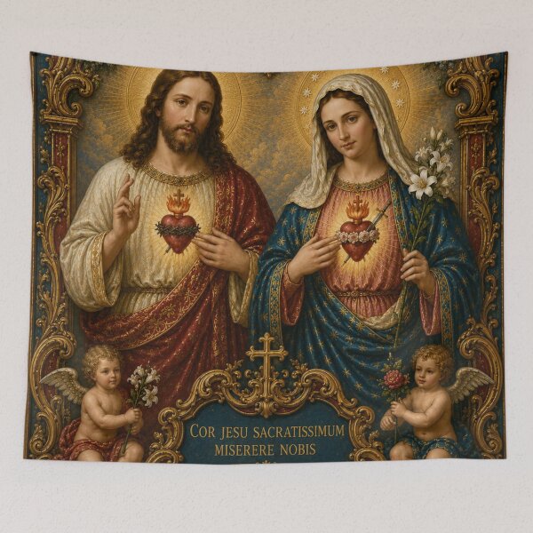 Item preview, Sacred Heart of Jesus and Immaculate Heart of Mary | Catholic Devotional Christian Artwork designed and sold by Crux Fidelis.