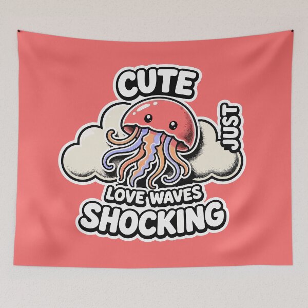 Item preview, Cute Jellyfish Love Waves Art Print designed and sold by Nadiename.