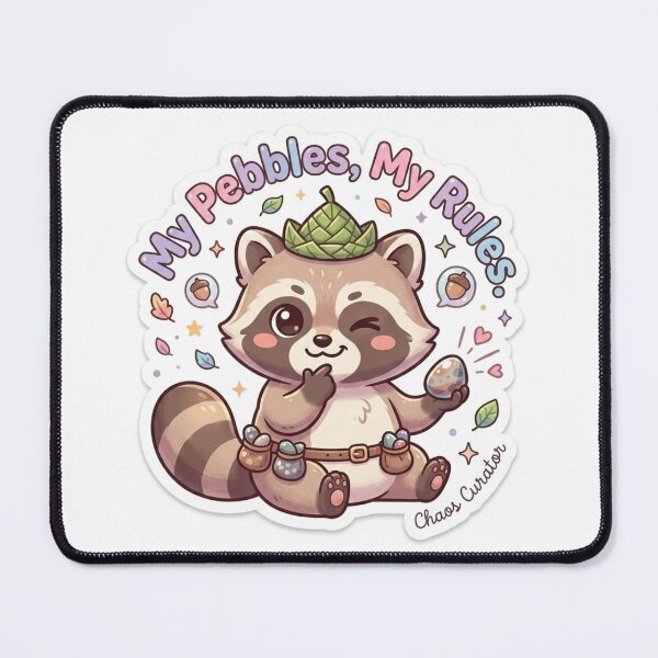 Item preview, Cute Kawaii My Pebbles My Rules Raccoon Sticker | Anime Style Chaos Curator Chibi Art | Funny Trash Panda Sticker designed and sold by Chipkooo.