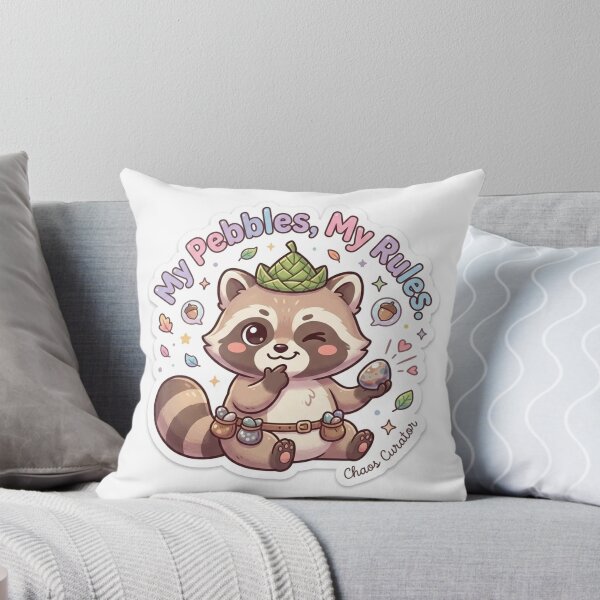 Item preview, Cute Kawaii My Pebbles My Rules Raccoon Sticker | Anime Style Chaos Curator Chibi Art | Funny Trash Panda Sticker designed and sold by Chipkooo.