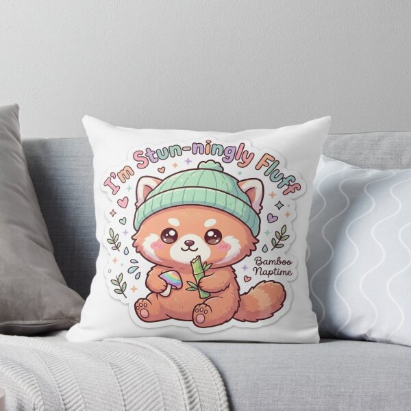Item preview, Cute Kawaii I'm Stun-ningly Fluff Red Panda Sticker | Anime Style Bamboo Naptime Chibi Art | Cute Animal Quote Sticker designed and sold by Chipkooo.