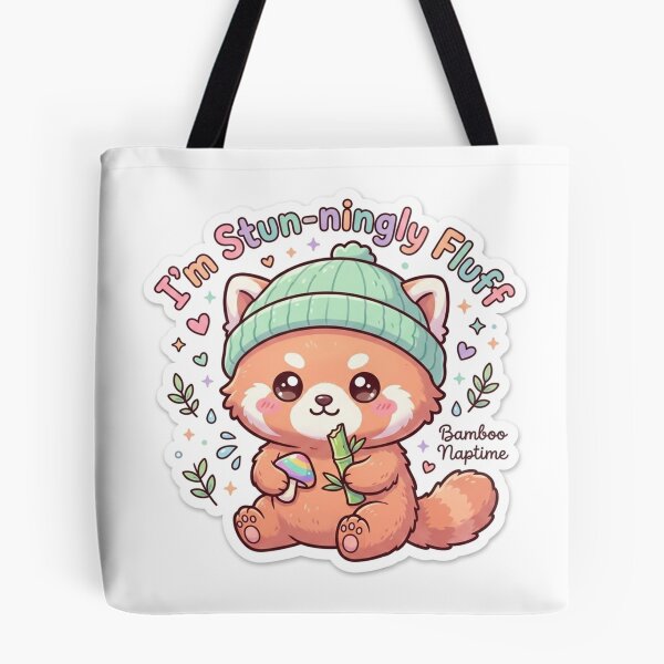 Item preview, Cute Kawaii I'm Stun-ningly Fluff Red Panda Sticker | Anime Style Bamboo Naptime Chibi Art | Cute Animal Quote Sticker designed and sold by Chipkooo.