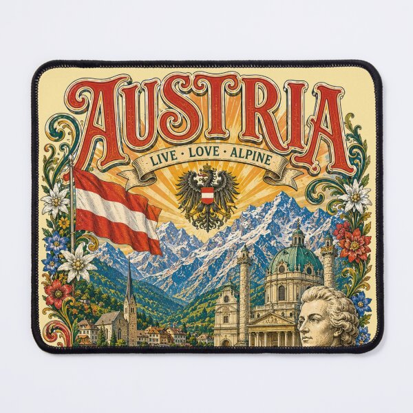 Item preview, Austria Alpine Wonders and Music Vintage Travel Poster designed and sold by Skyrocketz.