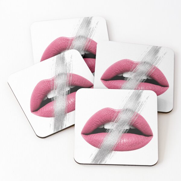 Item preview, Pink Lips Silver Brush Stroke Art designed and sold by tmoca.