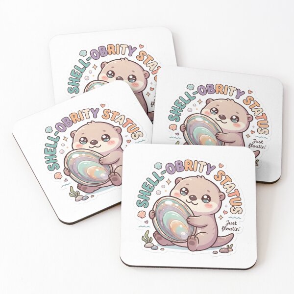 Item preview, Cute Kawaii Shell-Obrity Status Otter Sticker | Anime Style Just Floatin' Chibi Sea Otter Art | Ocean Sticker designed and sold by Chipkooo.