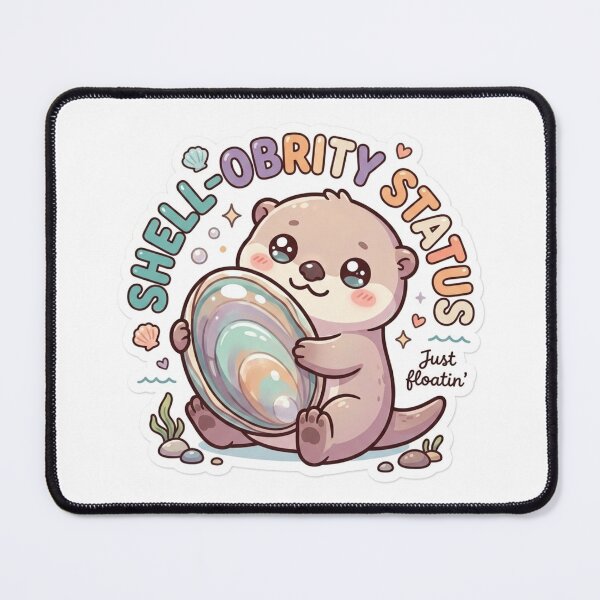 Item preview, Cute Kawaii Shell-Obrity Status Otter Sticker | Anime Style Just Floatin' Chibi Sea Otter Art | Ocean Sticker designed and sold by Chipkooo.
