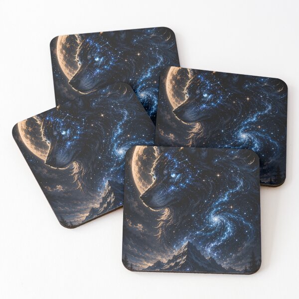 Item preview, Cosmic Galaxy Wolf Celestial Night Sky Stars Full Moon designed and sold by Strange man.