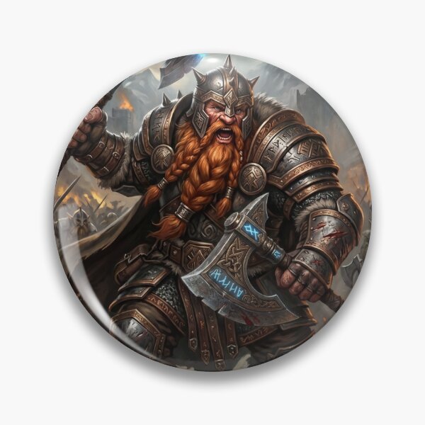 Item preview, Dwarf Warrior, wielding two axes in warzone designed and sold by Prestons Corner.