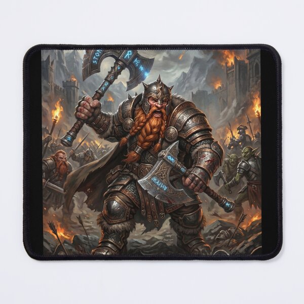 Item preview, Dwarf Warrior, wielding two axes in warzone designed and sold by Prestons Corner.