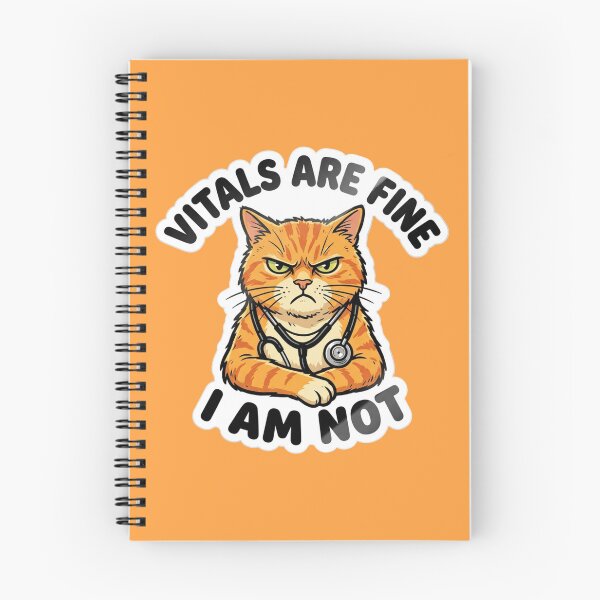 Item preview, "Vitals Are Fine, I Am Not", Funny Gift for Nurses, RNs, CNAs & Healthcare Workers, Grumpy Tabby Cat designed and sold by Covent Vaughn.