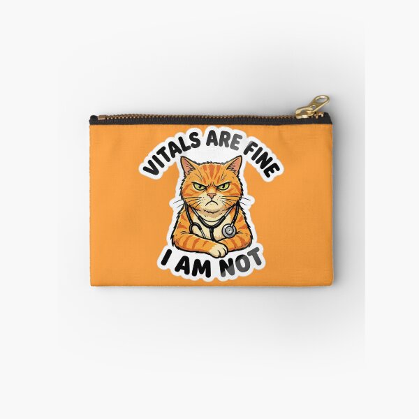 Item preview, "Vitals Are Fine, I Am Not", Funny Gift for Nurses, RNs, CNAs & Healthcare Workers, Grumpy Tabby Cat designed and sold by Covent Vaughn.