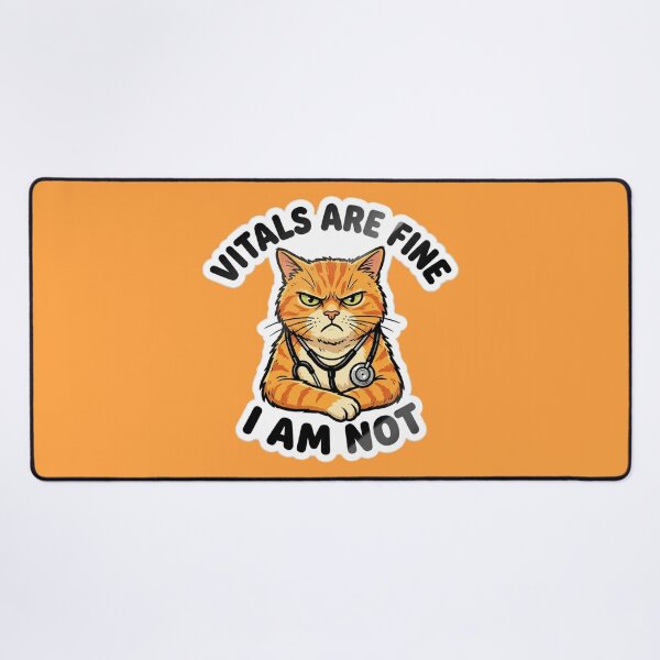 Item preview, "Vitals Are Fine, I Am Not", Funny Gift for Nurses, RNs, CNAs & Healthcare Workers, Grumpy Tabby Cat designed and sold by Covent Vaughn.
