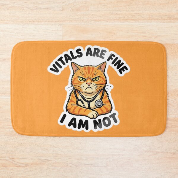 Item preview, "Vitals Are Fine, I Am Not", Funny Gift for Nurses, RNs, CNAs & Healthcare Workers, Grumpy Tabby Cat designed and sold by Covent Vaughn.