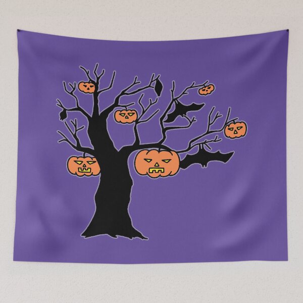 Item preview, Halloween Spooky Tree with Jack O Lantern Pumpkins and Bats designed and sold by ubborn.