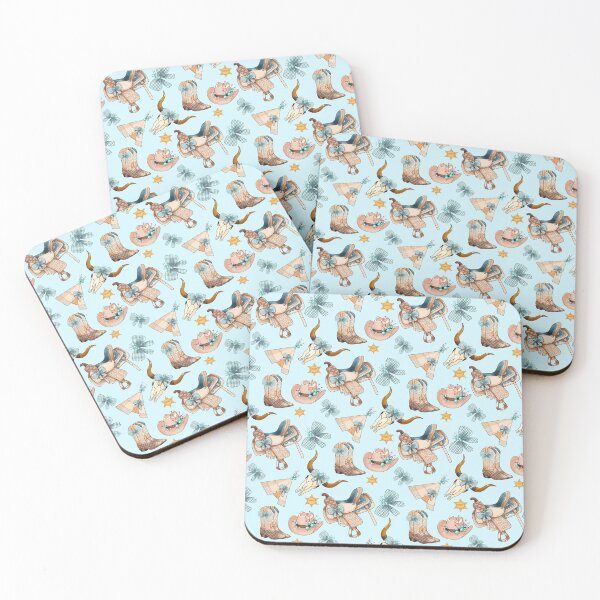 Item preview, Turquoise cowgirl western pattern designed and sold by MistyLakeArt.