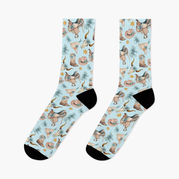 Item preview, Turquoise cowgirl western pattern designed and sold by MistyLakeArt.