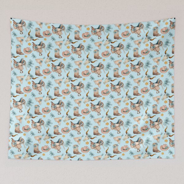 Item preview, Turquoise cowgirl western pattern designed and sold by MistyLakeArt.