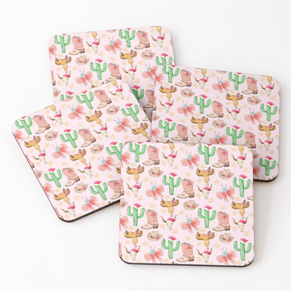 Item preview, Pink Christmas cowgirl western pattern designed and sold by MistyLakeArt.