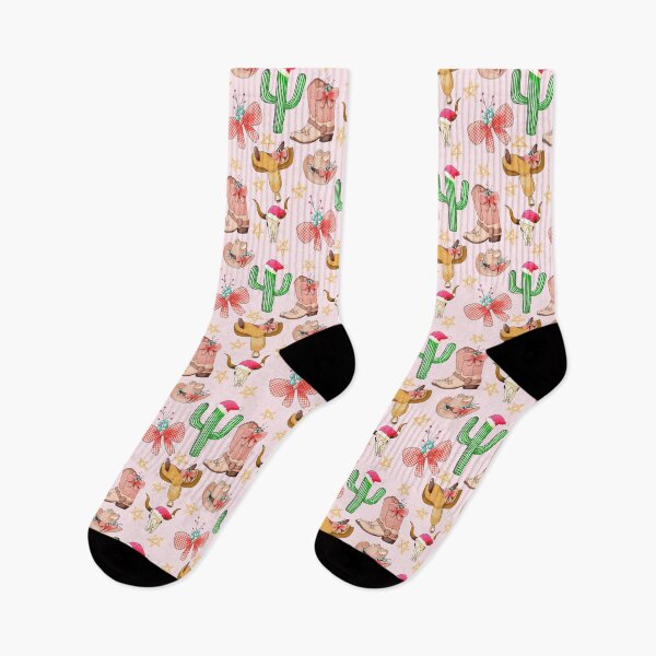 Item preview, Pink Christmas cowgirl western pattern designed and sold by MistyLakeArt.