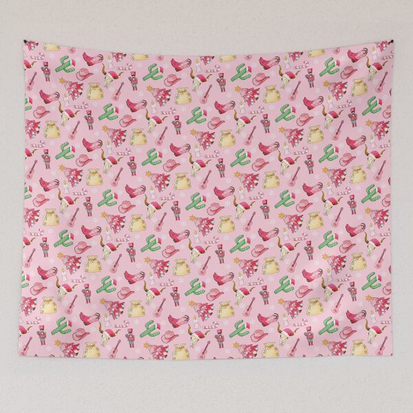 Item preview, Pink Christmas cowgirl western pattern designed and sold by MistyLakeArt.