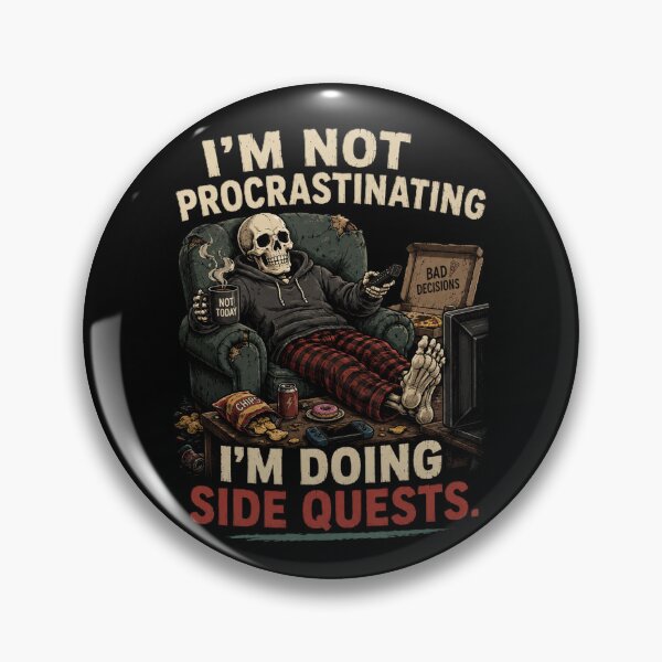 Item preview, I'm Not Procrastinating – I'm Doing Side Quests Funny Skeleton T-Shirt designed and sold by DogLord.