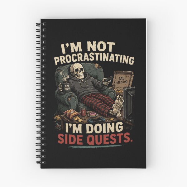 Item preview, I'm Not Procrastinating – I'm Doing Side Quests Funny Skeleton T-Shirt designed and sold by DogLord.