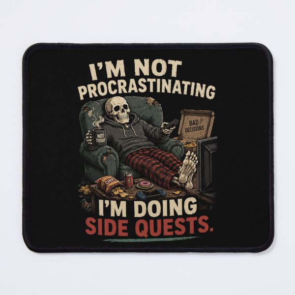 Item preview, I'm Not Procrastinating – I'm Doing Side Quests Funny Skeleton T-Shirt designed and sold by DogLord.