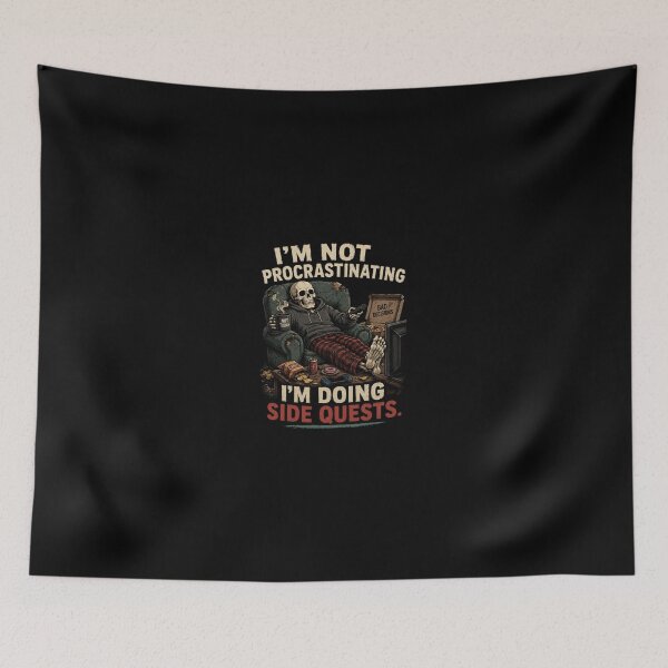 Item preview, I'm Not Procrastinating – I'm Doing Side Quests Funny Skeleton T-Shirt designed and sold by DogLord.