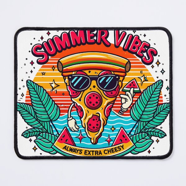 Item preview, Summer Vibes Always Extra Cheesy Funny Pizza Lover Tee designed and sold by SivaStudios.