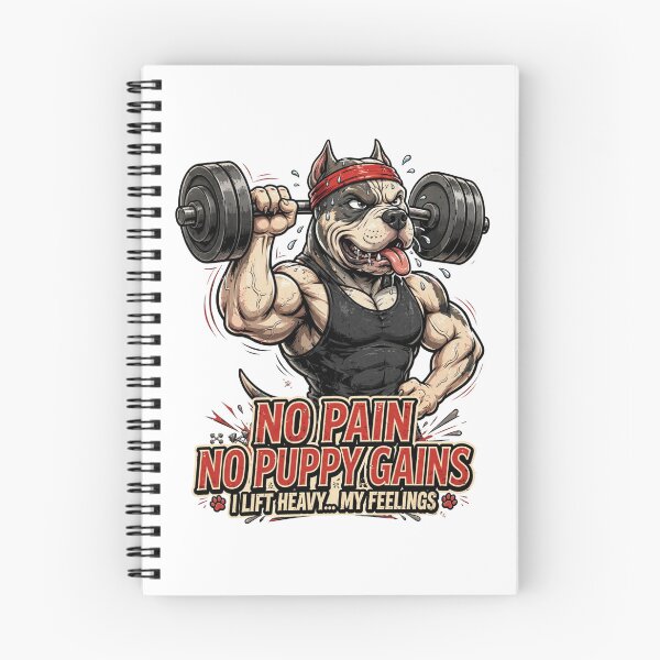 Item preview, No Pain No Puppy Gains - Funny Pitbull Gym Dog Lifting Heavy weights designed and sold by TeeMint5.