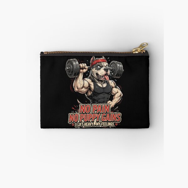 Item preview, No Pain No Puppy Gains - Funny Pitbull Gym Dog Lifting Heavy weights  designed and sold by TeeMint5.