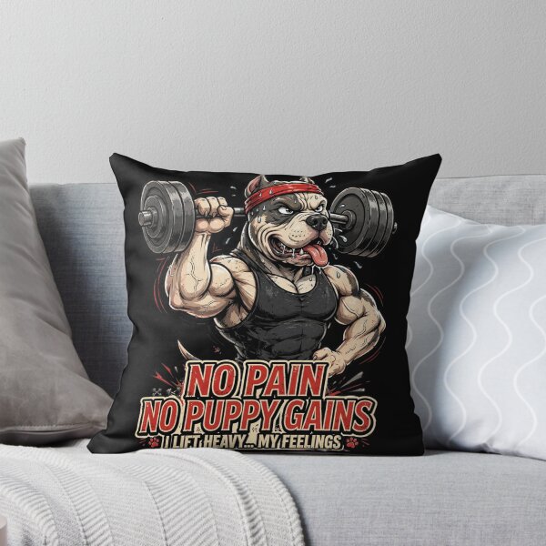 Item preview, No Pain No Puppy Gains - Funny Pitbull Gym Dog Lifting Heavy weights  designed and sold by TeeMint5.