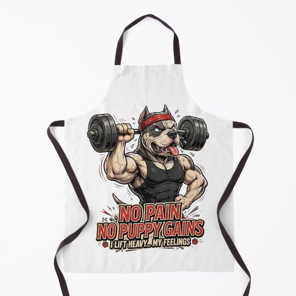 Item preview, No Pain No Puppy Gains - Funny Pitbull Gym Dog Lifting Heavy weights designed and sold by TeeMint5.