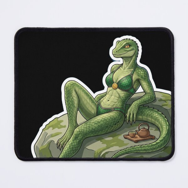Item preview, Lizard Lady Lounging by Lake with Tea designed and sold by Prestons Corner.