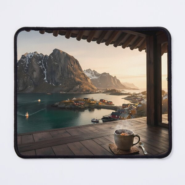 Item preview, Hanok Window to the World: Norway Lofoten Fjords & Reine Golden Hour | Fine Art Print designed and sold by SOOstudio73.