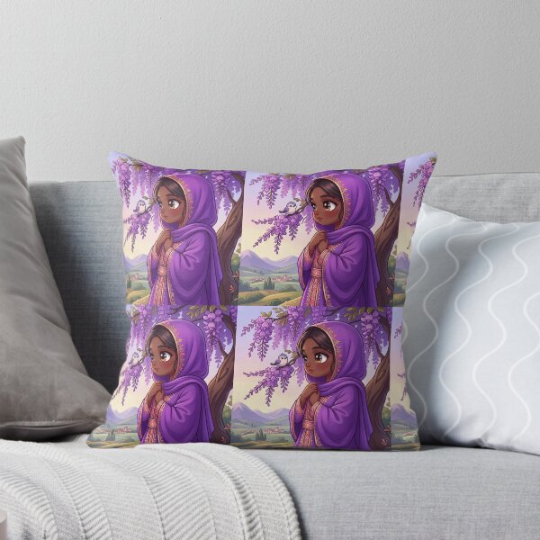 Item preview, Girl in purple by the wisteria tree. designed and sold by TheModernMuslimah.