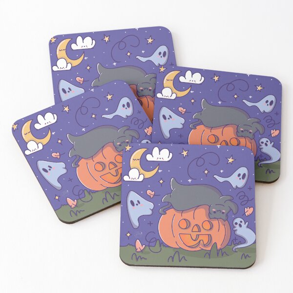 Item preview, Kitty Halloween With Ghost Friends designed and sold by SharSquaredArt.