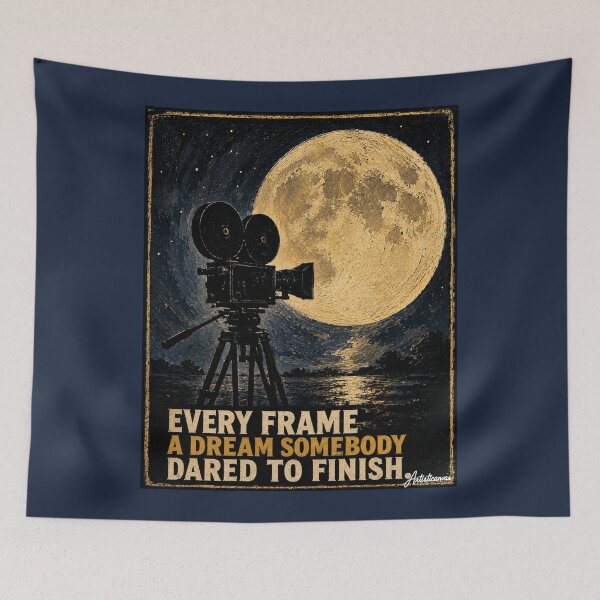 Item preview, Vintage Camera Aimed at the Moon Minimalist Night Cinema Art designed and sold by Artisticanvas.