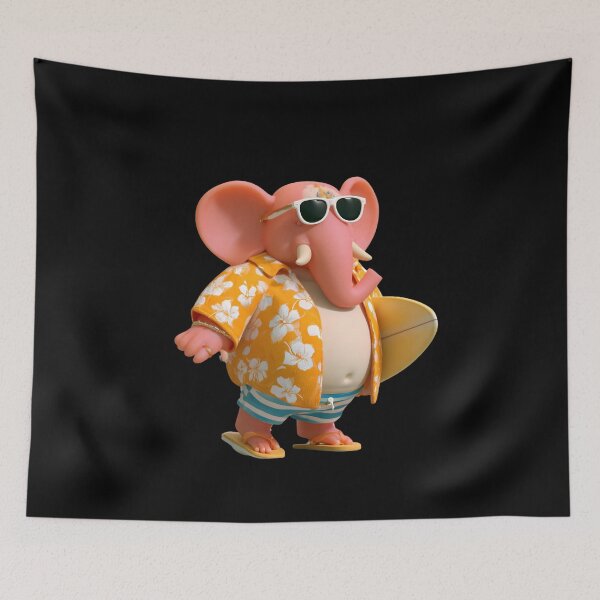 Item preview, Cool Surfing Elephant Hawaiian Shirt Orange Summer 3D Pop Art designed and sold by PANNARUK THAILAND.