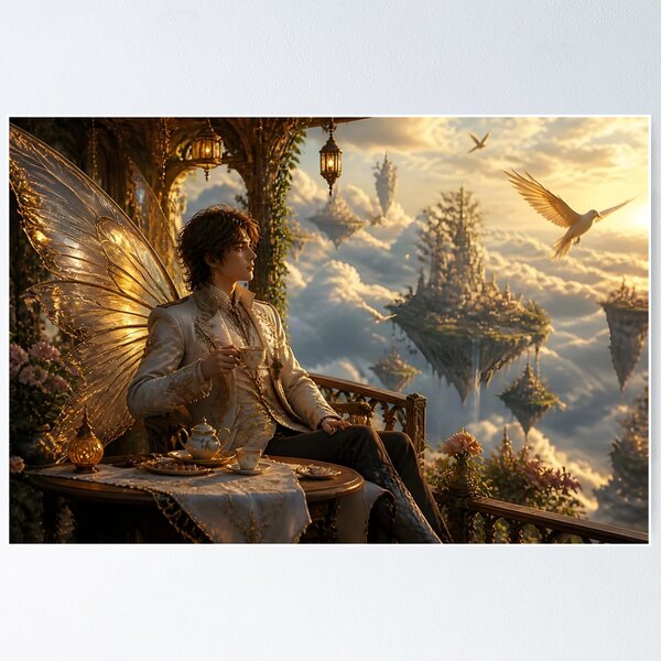Item preview, Fairy in Floating Tea Pavilion Above Clouds designed and sold by sigmaartstudio.