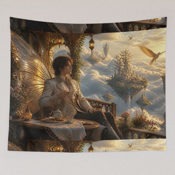 Item preview, Fairy in Floating Tea Pavilion Above Clouds designed and sold by sigmaartstudio.