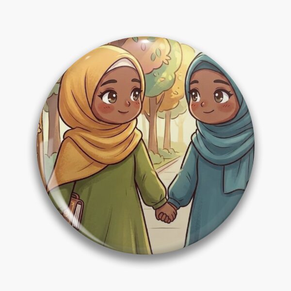 Item preview, Muslim friends walking in the park holding hands  designed and sold by TheModernMuslimah.